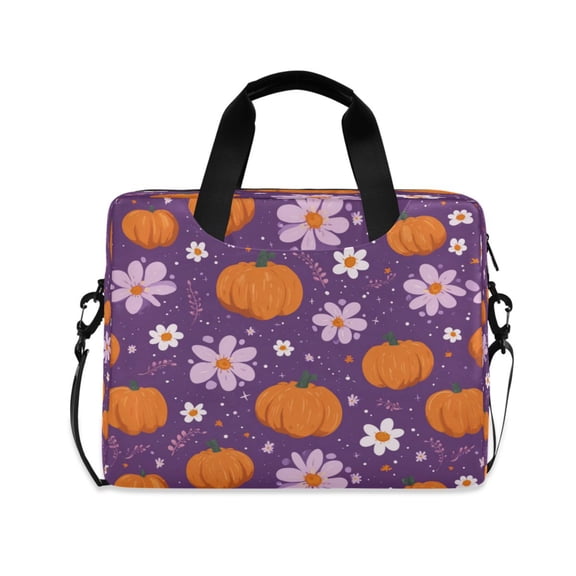 16" Laptop Tote Bag Laptop Sleeve Case Computer Briefcase for Work & Travel Orange Pumpkins and Flowers