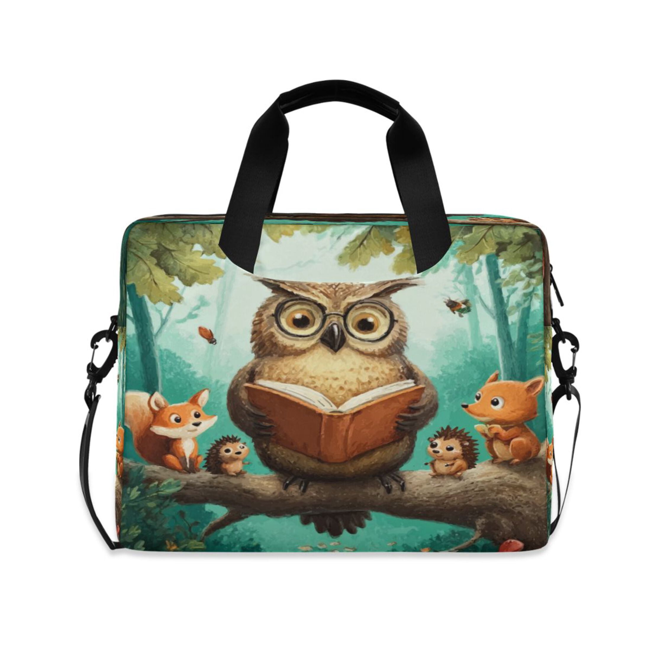 16" Laptop Tote Bag Laptop Sleeve Case Computer Briefcase for Work & Travel Owl Wearing Glasses