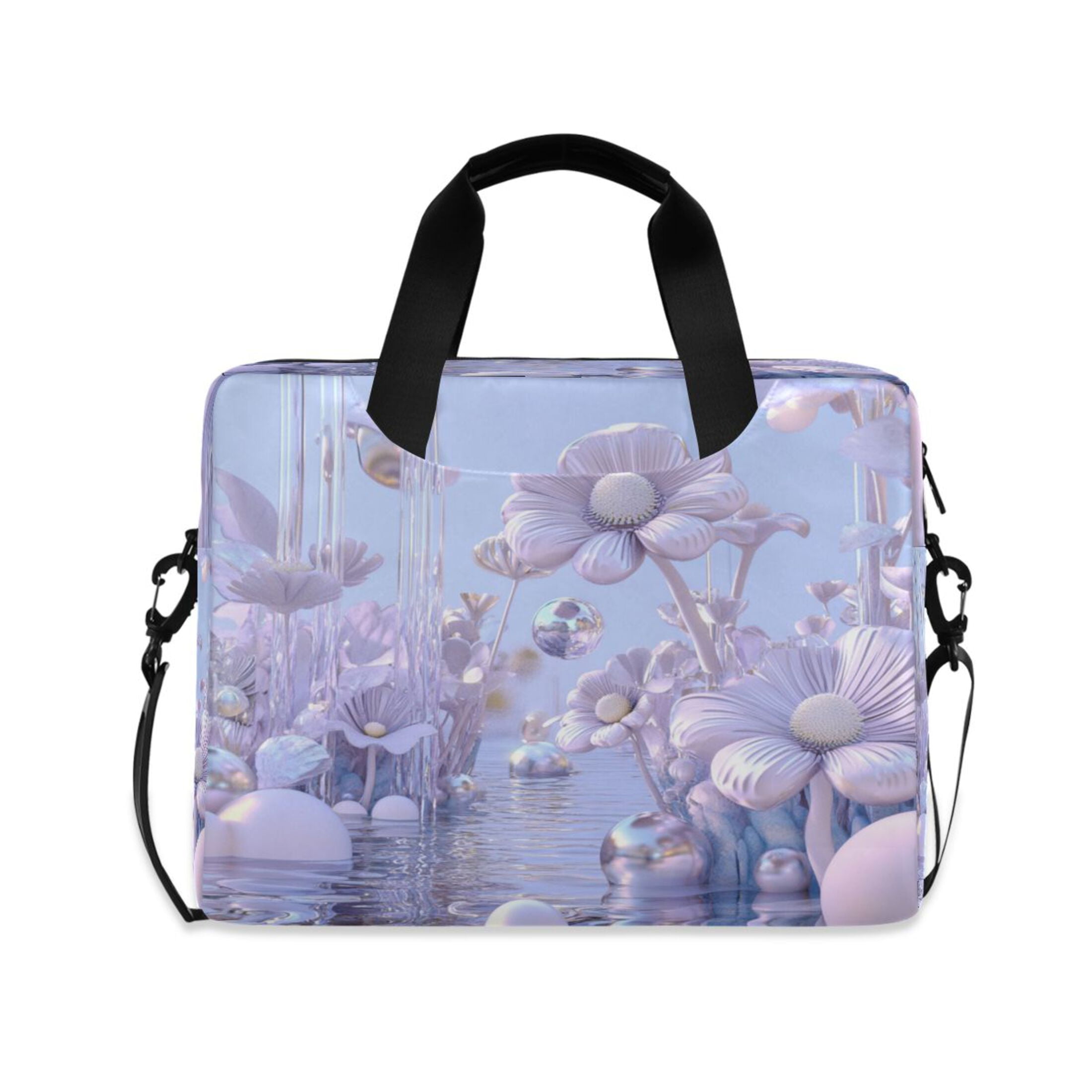 16" Laptop Tote Bag Laptop Sleeve Case Computer Briefcase for Work & Travel Pale Lavender Floral