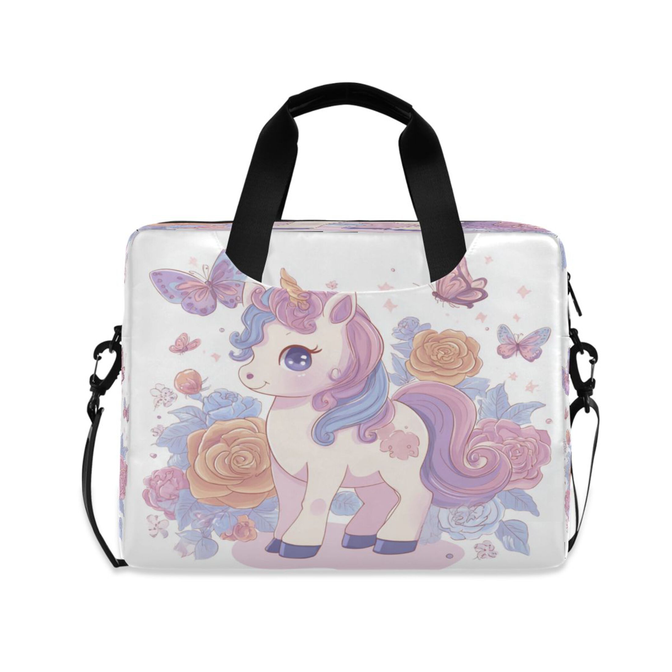 16" Laptop Tote Bag Laptop Sleeve Case Computer Briefcase for Work & Travel Pastel Colors Unicorn