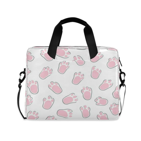 16" Laptop Tote Bag Laptop Sleeve Case Computer Briefcase for Work & Travel Pink Bunny Footprints
