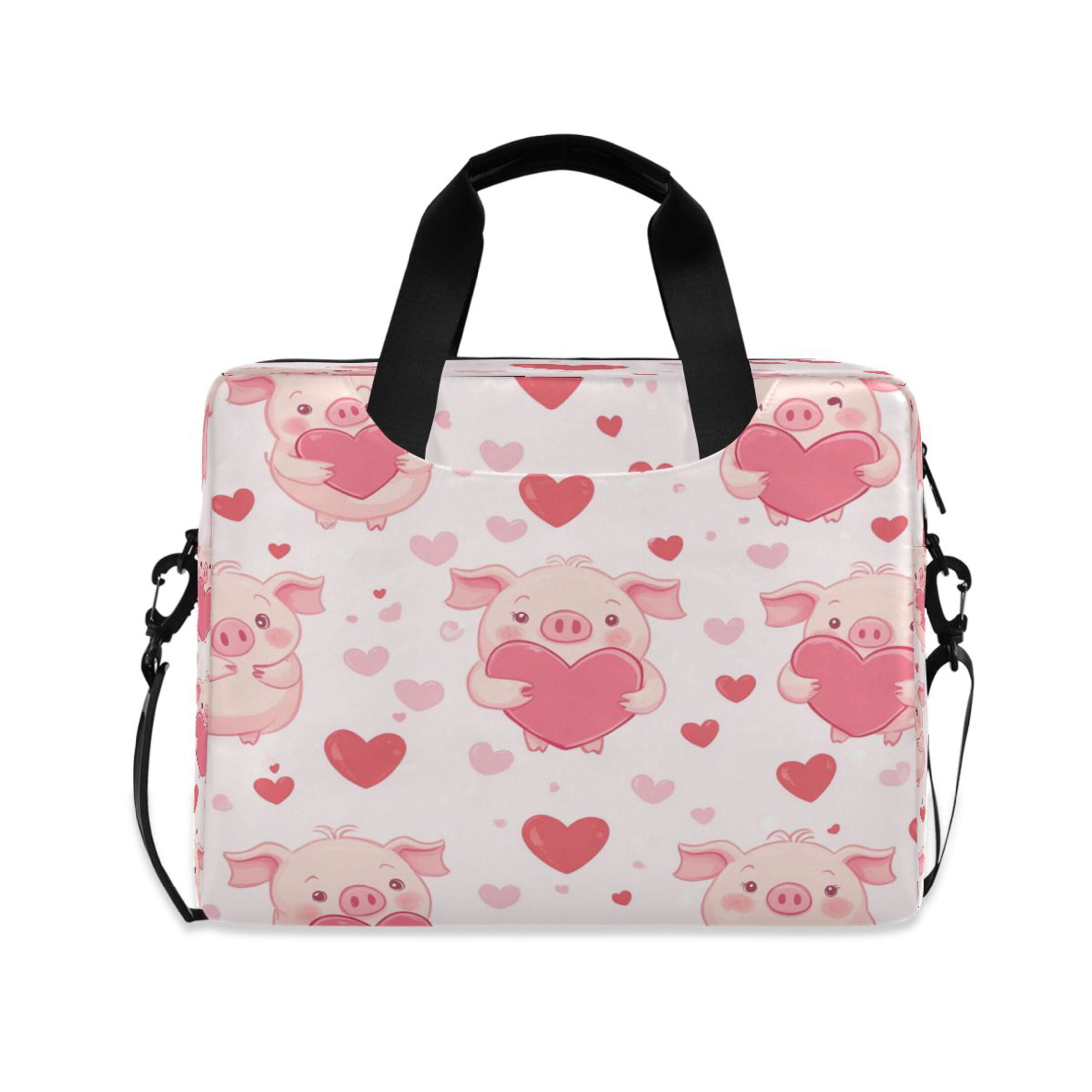 16" Laptop Tote Bag Laptop Sleeve Case Computer Briefcase for Work & Travel Pink Cute Pigs
