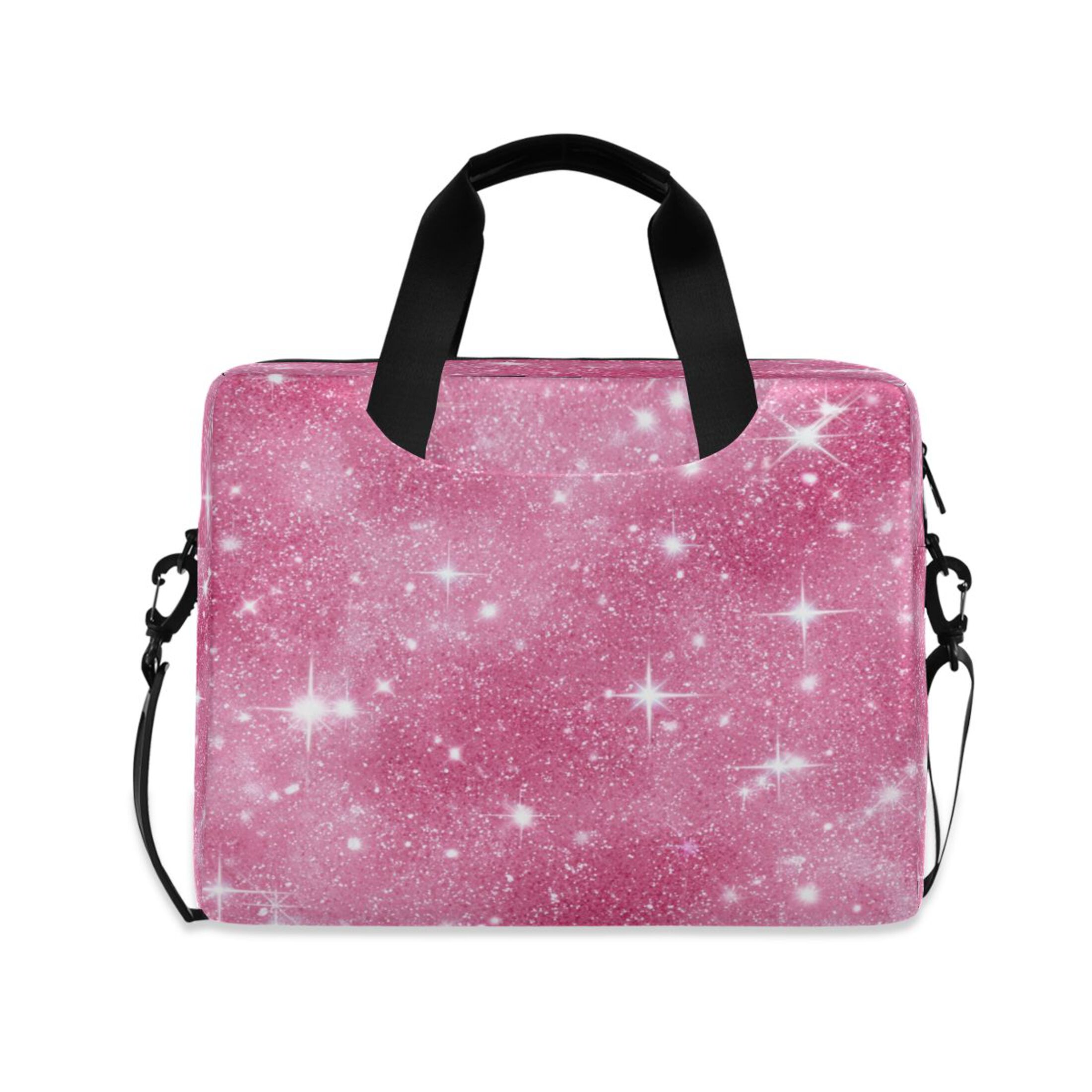 16" Laptop Tote Bag Laptop Sleeve Case Computer Briefcase for Work & Travel Pink Glitter Background