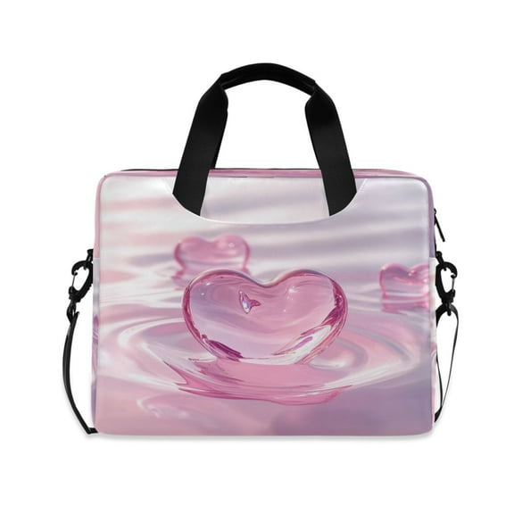 16" Laptop Tote Bag Laptop Sleeve Case Computer Briefcase for Work & Travel Pink Heart-shaped Glass