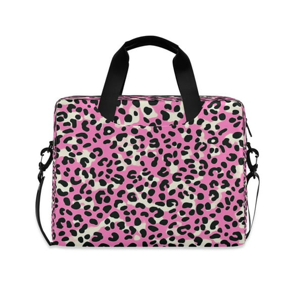 16" Laptop Tote Bag Laptop Sleeve Case Computer Briefcase for Work & Travel Pink and Black Leopard