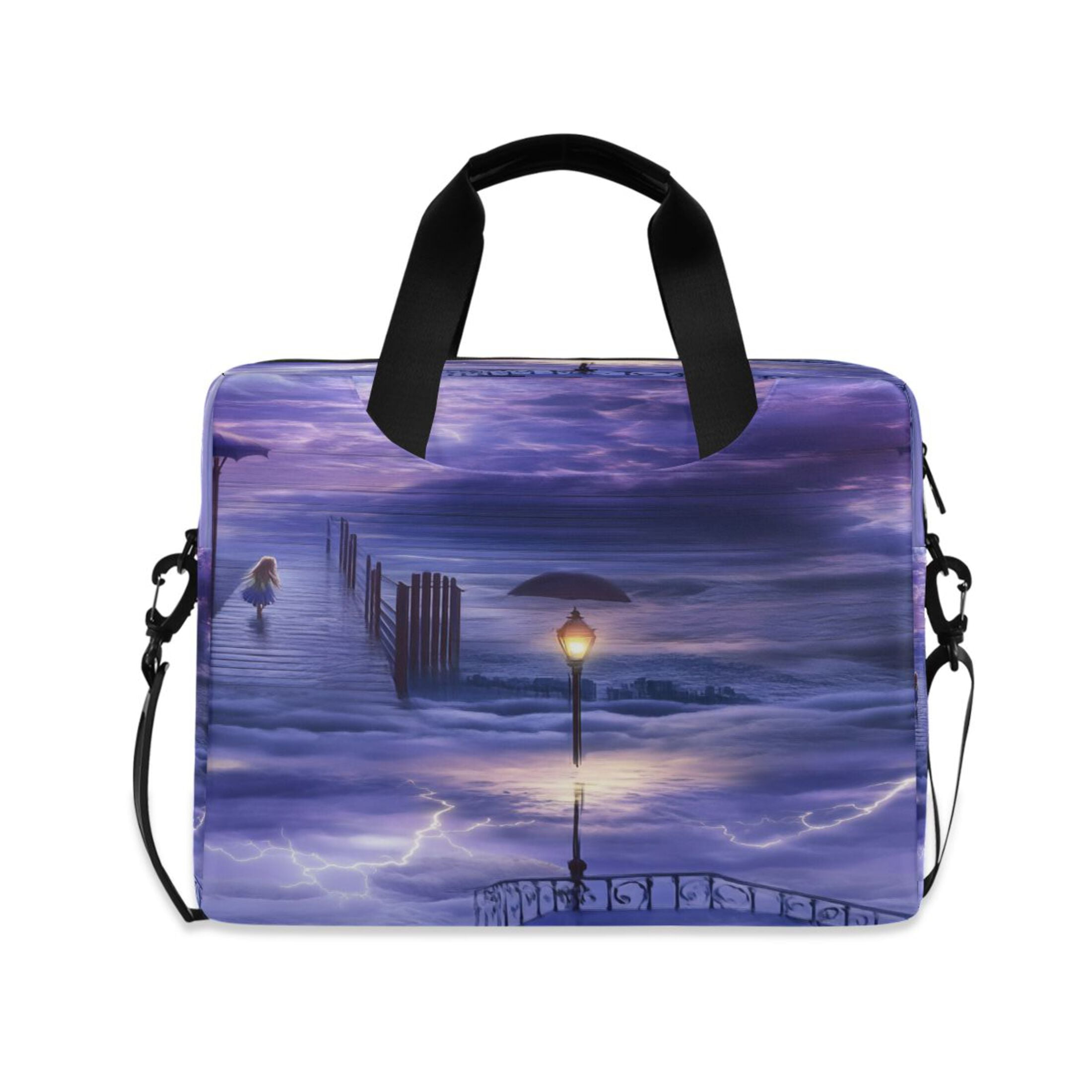 16" Laptop Tote Bag Laptop Sleeve Case Computer Briefcase for Work & Travel Purple Clouds
