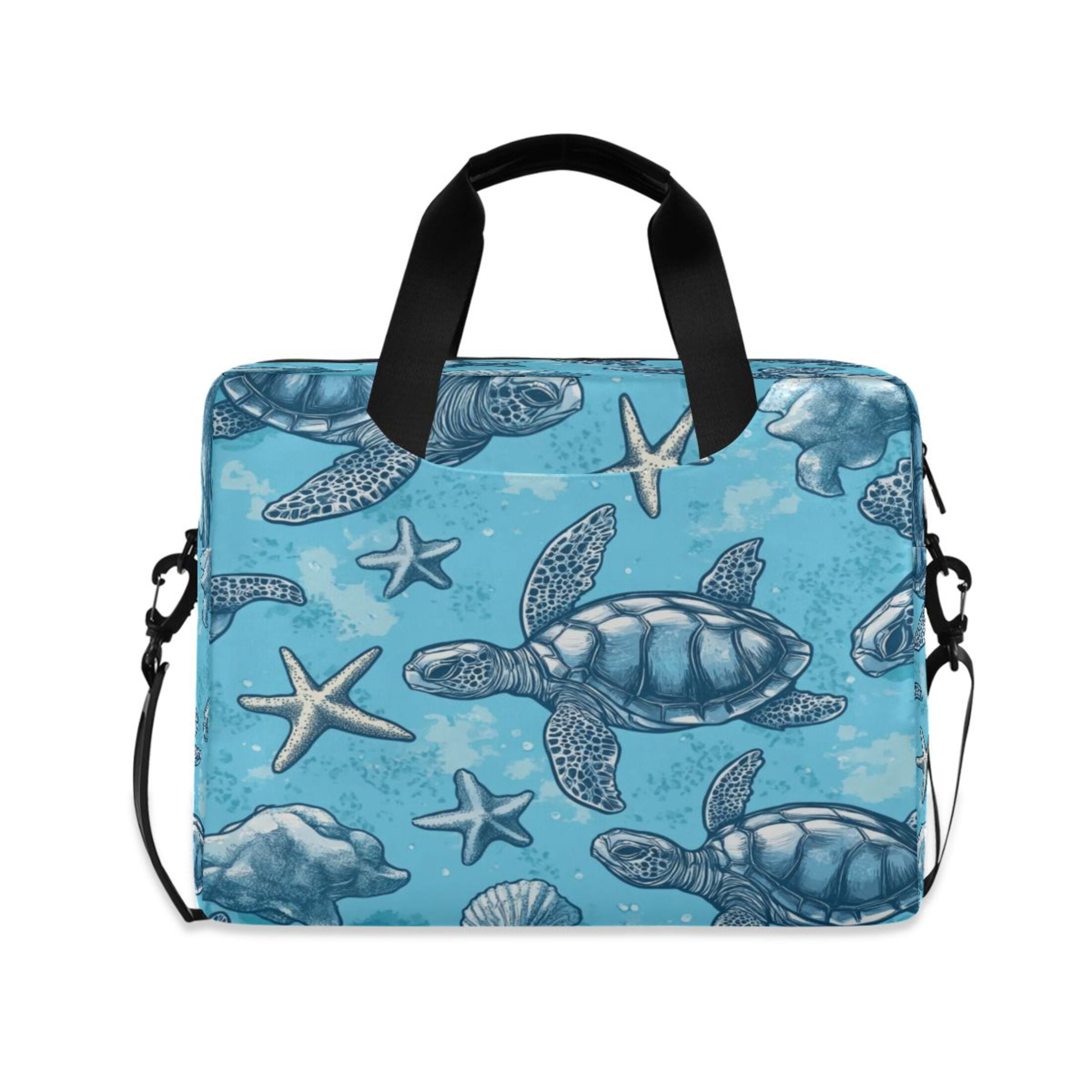16" Laptop Tote Bag Laptop Sleeve Case Computer Briefcase for Work & Travel Sea Turtles and Starfish Pattern