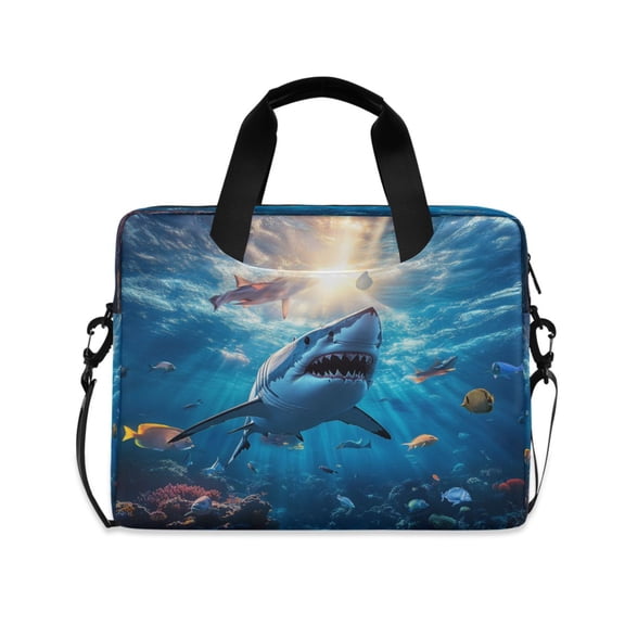 16" Laptop Tote Bag Laptop Sleeve Case Computer Briefcase for Work & Travel Shark Swimming in The Ocean