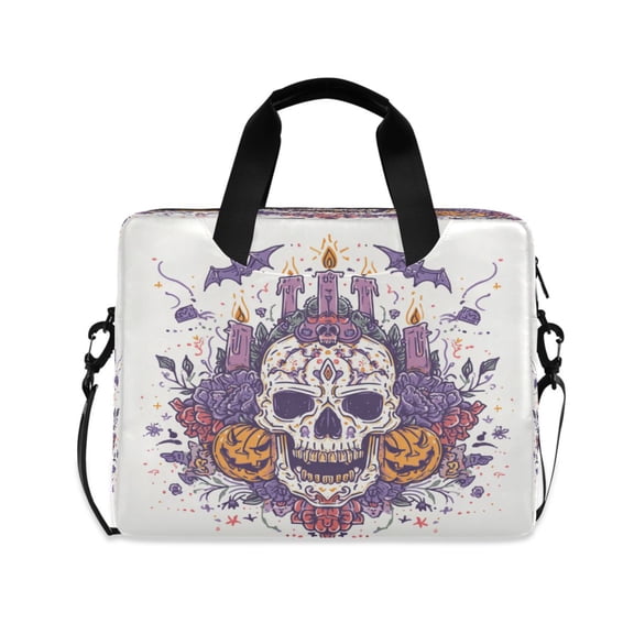16" Laptop Tote Bag Laptop Sleeve Case Computer Briefcase for Work & Travel Skull with Candles
