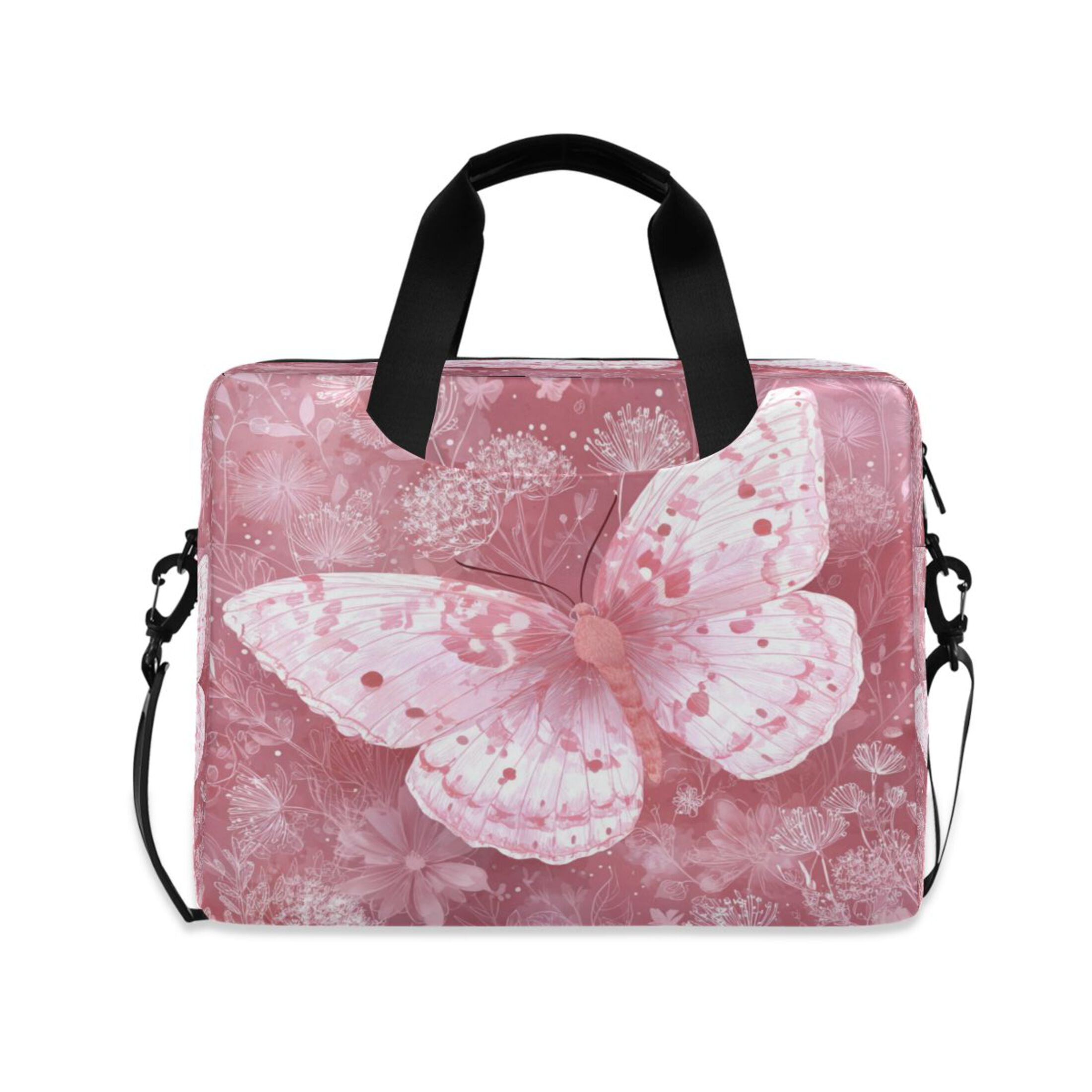 16" Laptop Tote Bag Laptop Sleeve Case Computer Briefcase for Work & Travel Soft Pink Butterfly