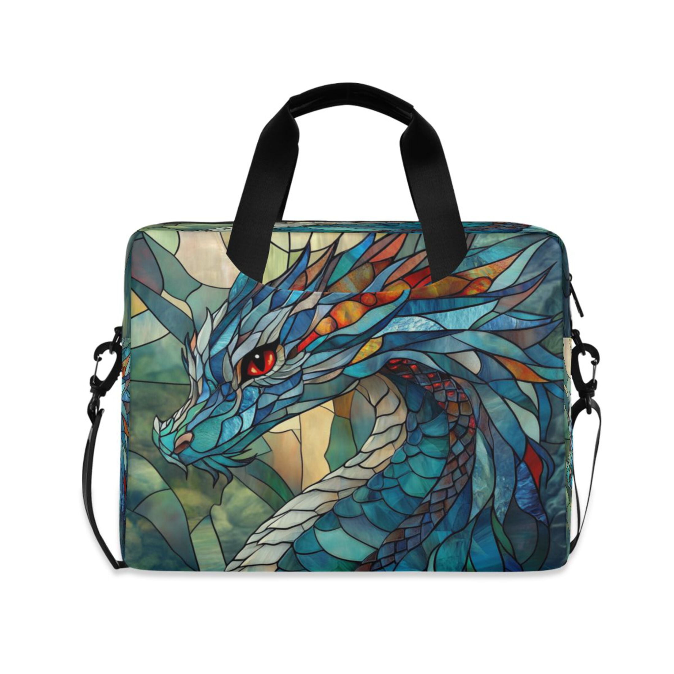 16" Laptop Tote Bag Laptop Sleeve Case Computer Briefcase for Work & Travel Stained Glass Dragon