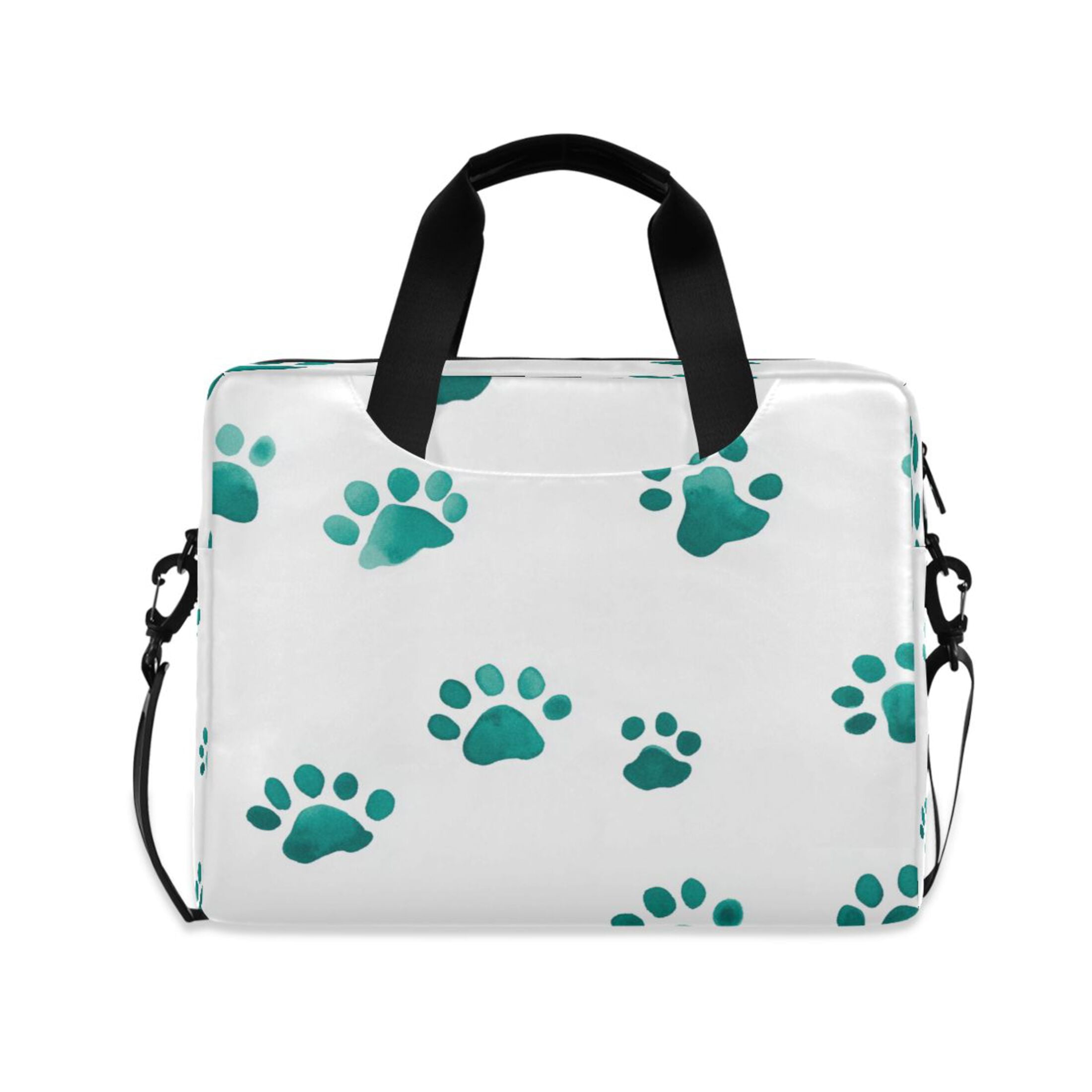 16" Laptop Tote Bag Laptop Sleeve Case Computer Briefcase for Work & Travel Teal Dog Paw Prints
