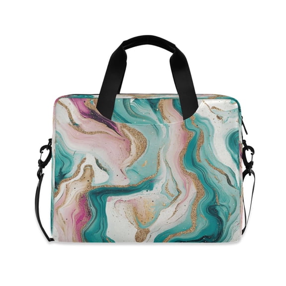 16" Laptop Tote Bag Laptop Sleeve Case Computer Briefcase for Work & Travel Teal Swirling Marble Pattern