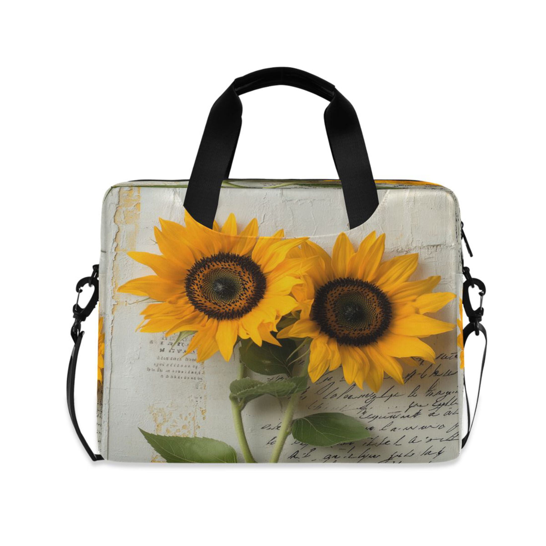 16" Laptop Tote Bag Laptop Sleeve Case Computer Briefcase for Work & Travel Two Sunflowers