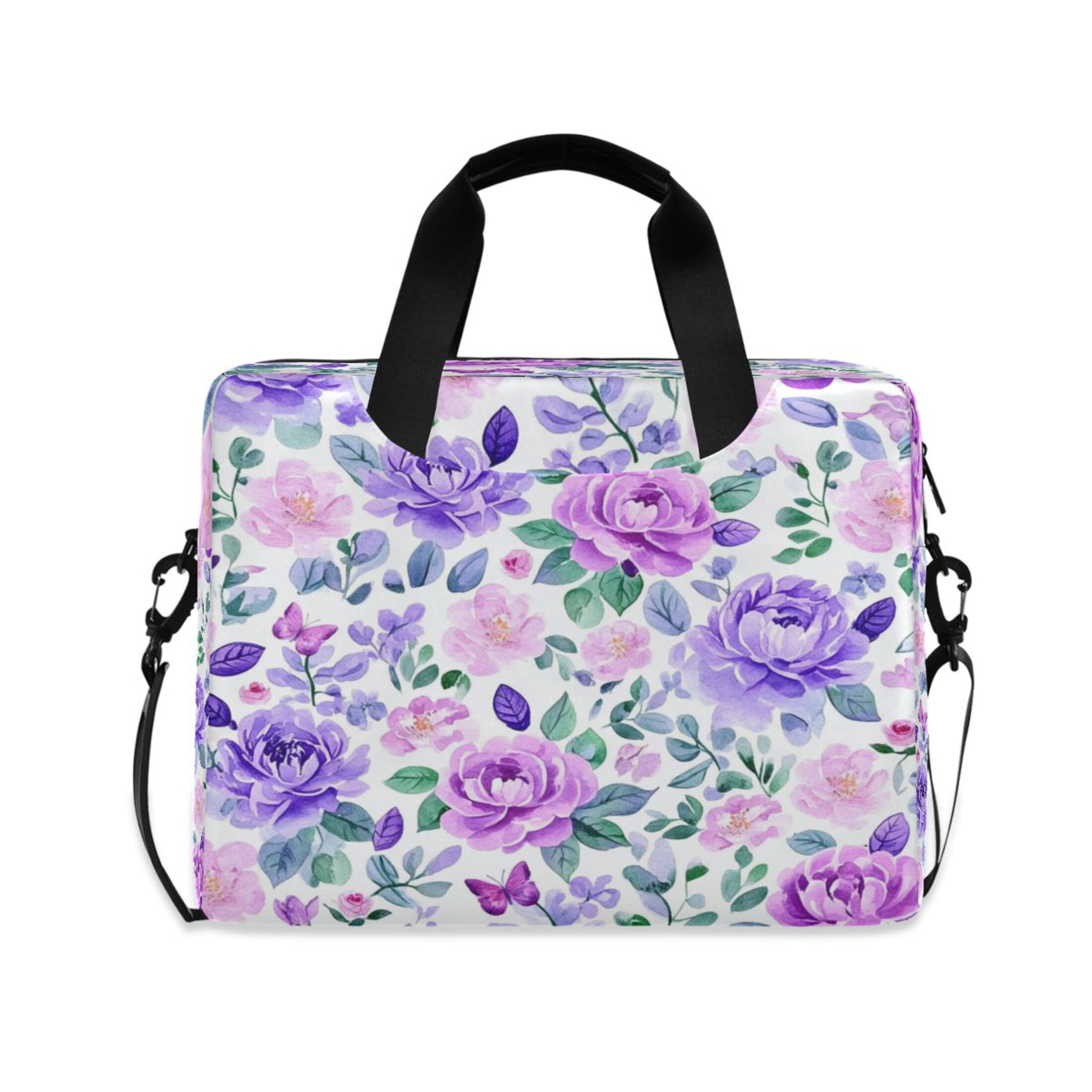16" Laptop Tote Bag Laptop Sleeve Case Computer Briefcase for Work & Travel Watercolor Floral Pattern