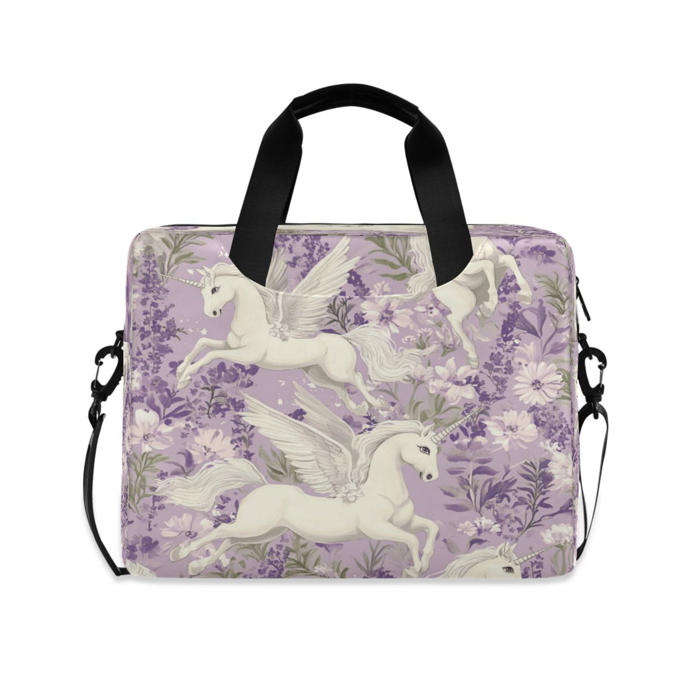 16" Laptop Tote Bag Laptop Sleeve Case Computer Briefcase for Work & Travel White Unicorns and Pegasi