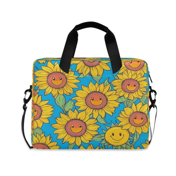 16" Laptop Tote Bag Laptop Sleeve Case Computer Briefcase for Work & Travel Yellow Sunflowers with Smiley Faces