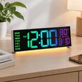16" Large Digital Wall Mount Clock Count Down Timer Alarm Big Led 8 Rgb ...
