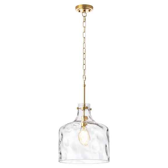 16" Large Dome Glass Pendant Light – Hand-Blown Hammered Glass Shade,  Adjustable Chain Hanging Light Fixture for Kitchen Island, Dining Room, Hallway