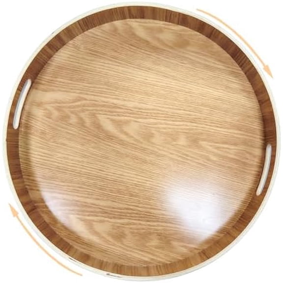16" Large Lazy Susan Turntable with Handles Wooden Rotating Tray with Raised Rim Rustic Farmhouse Kitchen Island & Table Centerpiece Spice & Condiment Organizer$$Home Decor, Kitchen, & Other