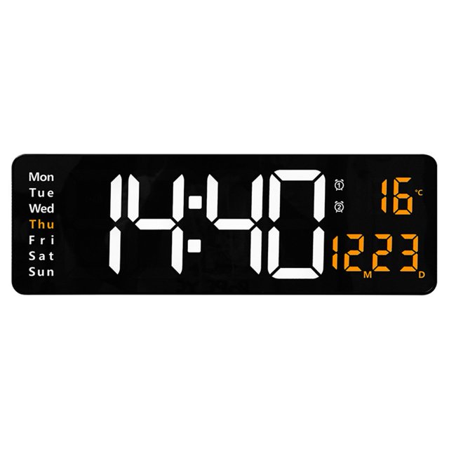 16" Large Led Digital Wall Clock Temperature Date Day Display Alarm