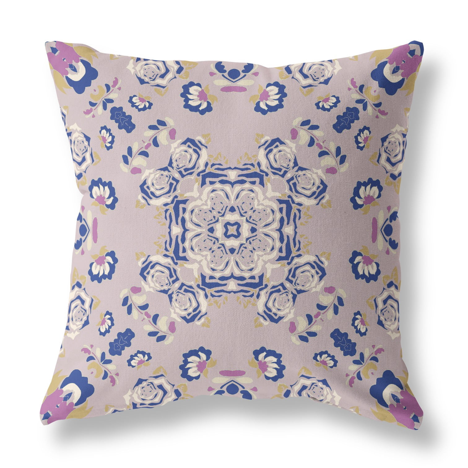 16â€ Lavender Blue Wreath Indoor Outdoor Zippered Throw Pillow