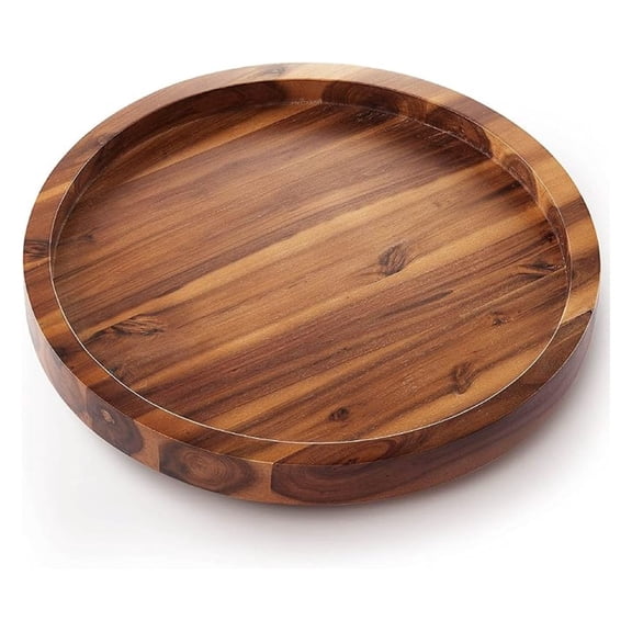 16" Lazy Susan Turntable for Table - Wooden Charcuterie Boards Cheese Board - Extra Large Lazy Susans Organizer for Countertop - Kitchen Turntable Bin Storage for Pantry ( Wood)