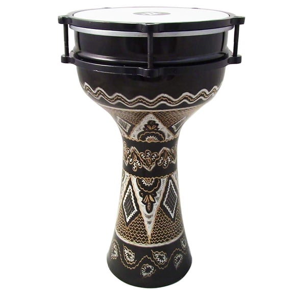 16'' Length Tunable Darbuka Drum, 8 Inch Synthetic Head Aluminum Doumbek, Engraved Turkish Design for Musicians, Copper