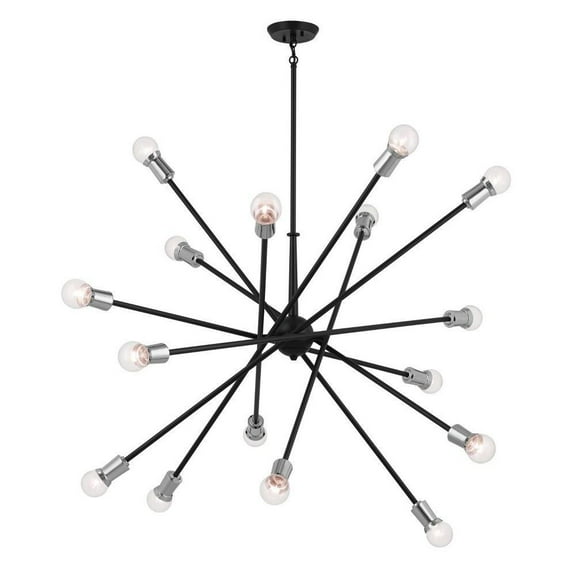 16 Light Large Chandelier in Mid-Century Modern Style-21.25 inches Tall and 63 inches Wide-Black Finish Bailey Street Home 147-Bel-5035804