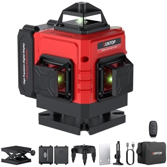 16 Line 4 X 360 Laser Level,Pulse & Manual Mode Laser Level 30M/98Ft, Self-Leveling & Remote Control Green Cross Line Laser Level Tool for Construction(Class 2 Laser, <1mW Power Output)