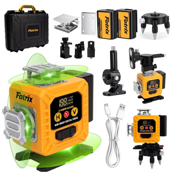 16-Line Laser Level , Green Self-Leveling 4x360 Cross Line Laser, 2 Rechargeable Batteries