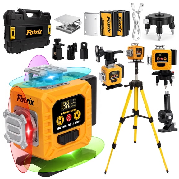16-Line Laser Level with Tripod, Green Self-Leveling 4x360 Cross Line Laser, 2 Rechargeable Batteries, Magnetic Bracket & Remote