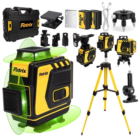 16-Line Laser Level with Tripod, Green Self-Leveling 4x360 Cross Line Laser, 2 Rechargeable Batteries, Magnetic Bracket & Remote