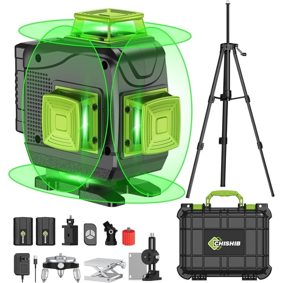 16 Lines Green Laser Level Kit -4x360 4D Self-Leveling Cross Line Laser