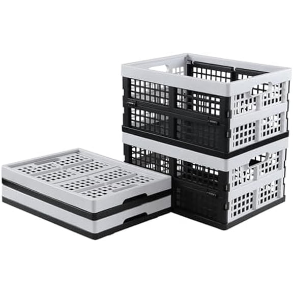 16 Litre Foldable Storage Crates, Collapsible Plastic Crates, 4 Packs$$Office