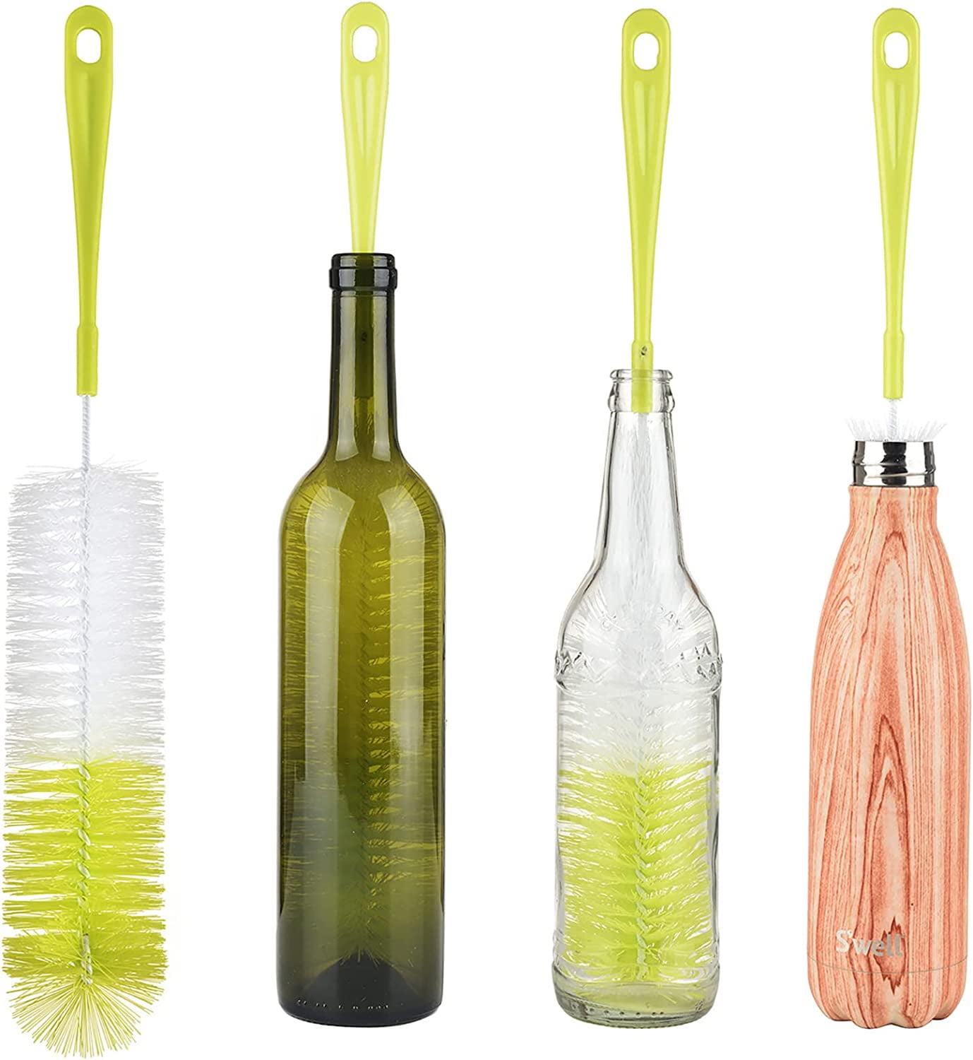 BPC Utility Brushes, 16.5”, 2 Pack, Skinny, Flexible, but Sturdy Curved  Bristles to Clean Vase, Wine, and Kombucha Bottles with Openings 1” up Plus