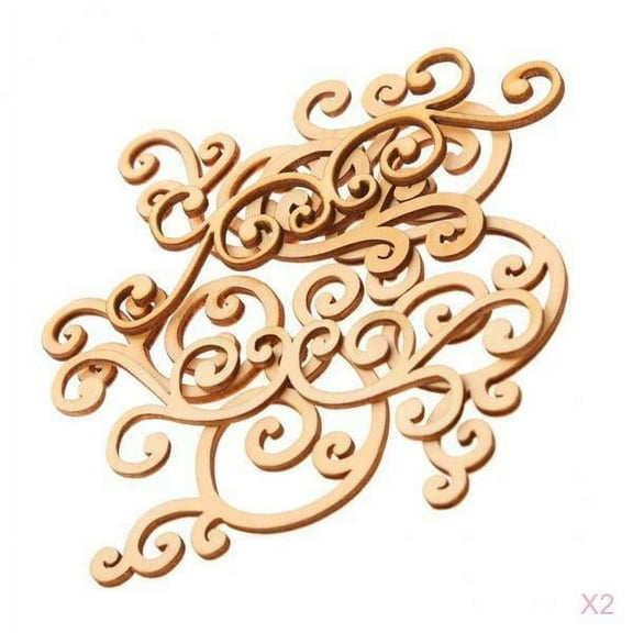 16 Lot Unfinished Wood Cutout Flourishes Shaped Wood Pieces for Wooden Craft DIY