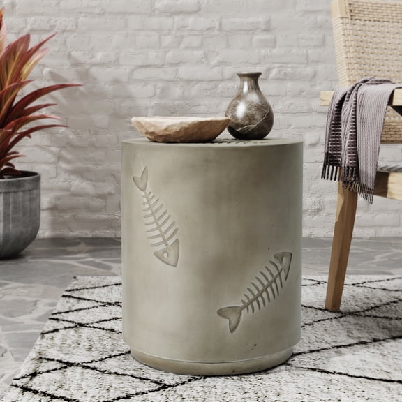 16'' Magnesium Oxide Side Table - Fish , & Stylish No Assembly, 18'' Tall Themed, Convenient Depth