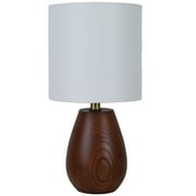 Mainstays 16 in Walnut Wood-Look Rounded Table Lamp with White Shade