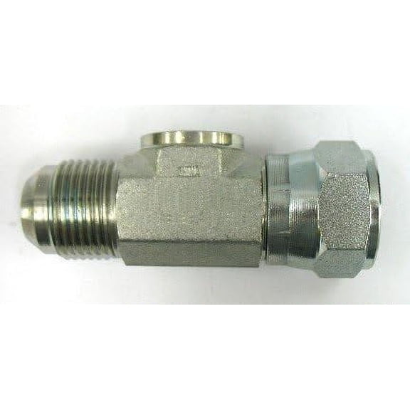 - #16 Male JIC (1-5/16''-12 Threads) x #16 Female JIC (1-5/16''-12 Threads) x #4 Female O-Ring (7/16''-20 Threads) - GagePort Fitting