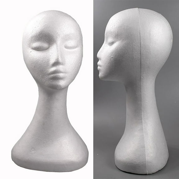 16" Mannequin Head for Wigs – Female Foam Wig Head Stand with Long Neck, Ideal for Wig, Hat, and Jewelry Display
