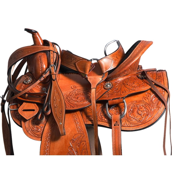 16" Medium Oil Western Saddle Pleasure Trail Parade Leather Horse Tack