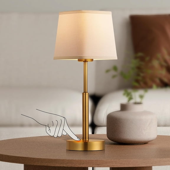 16" Mini Table Lamp for Bedroom, Desk Lamp with 3 Level Brightness Touch Control, Modern Night Light for Living Room, Outdoor bar, Gold