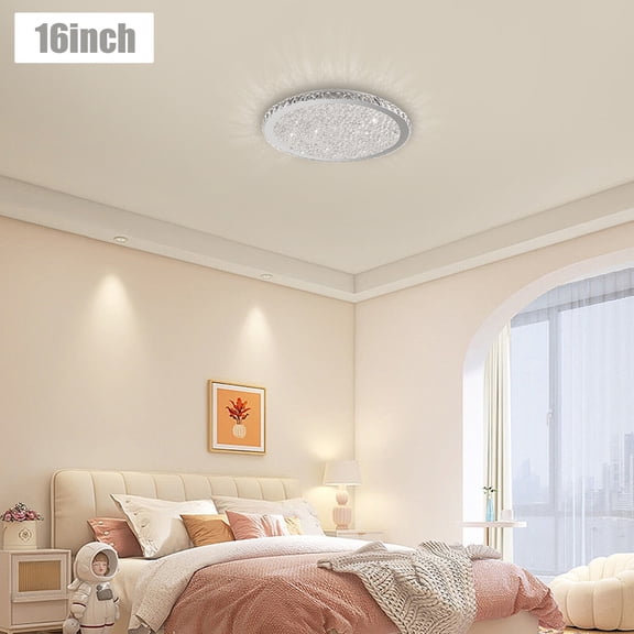 16" Modern Crystal Ceiling Light LED Pendant Lamp Flush Mount Fixture Chandelier