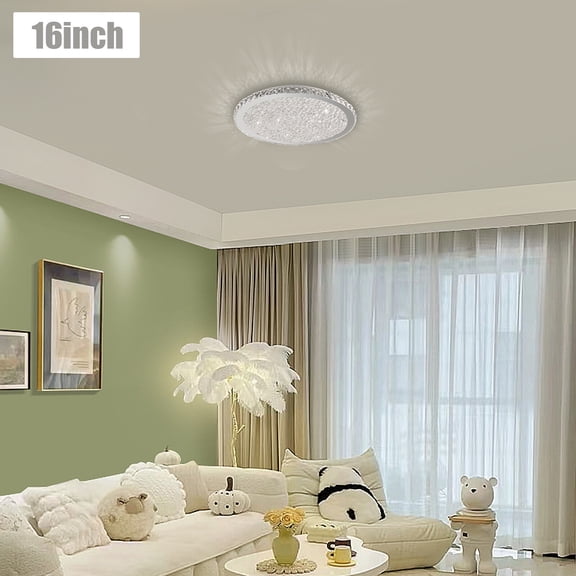 16" Modern Flush Mount Crystal Chandelier LED Ceiling Light Pendant Lamp Fixture For Kitchens, Hallways, Living Rooms, Bedrooms, Balconies, Bars