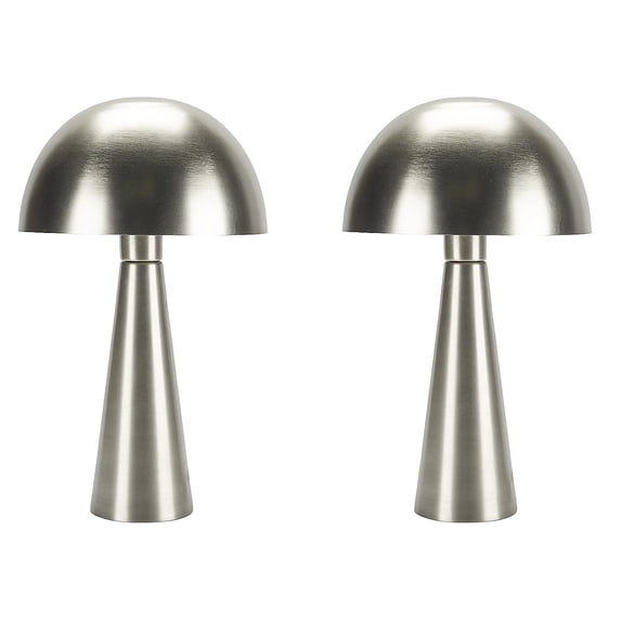 16" Modern Iron Mushroom Nickel/Silver Table Lamp Set of 2 - Nourison