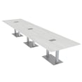 thumbnail image 1 of 16' Modular Rectangular Conference Table With Metal Bases Power Units, 1 of 7