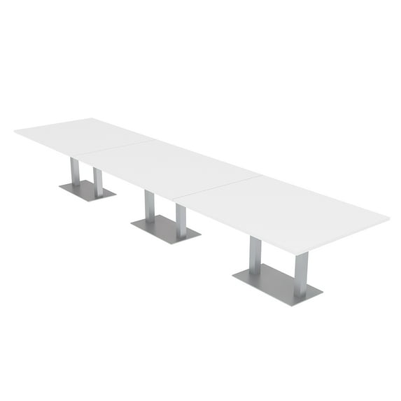 16' Modular Rectangular Conference Table With Metal Bases Power Units