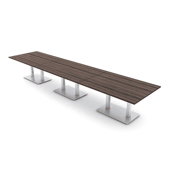 16' Modular Rectangular Conference Table With Metal Bases Power Units