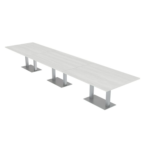 16' Modular Rectangular Conference Table With Metal Bases Power Units